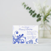 Blue and White Floral Wedding Reception Card Informatiekaartje (Staand voorkant)