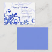 Blue and White Floral Wedding Reception Card Informatiekaartje (Voorkant / Achterkant)