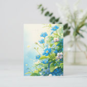 Blue and White Forget Me Not Floral Garden Briefkaart (Staand voorkant)