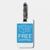 Blue and White Free Shipping Icon Bagagelabel (Achterkant verticaal)