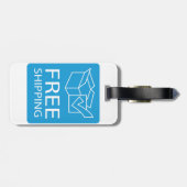 Blue and White Free Shipping Icon Bagagelabel (Achterkant horizontaal)