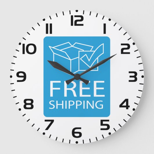 Blue and White Free Shipping Icon Grote Klok (Voorkant)