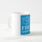 Blue and White Free Shipping Icon Koffiemok (Voorkant links)