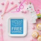 Blue and White Free Shipping Icon Papieren Bordje (Feest)