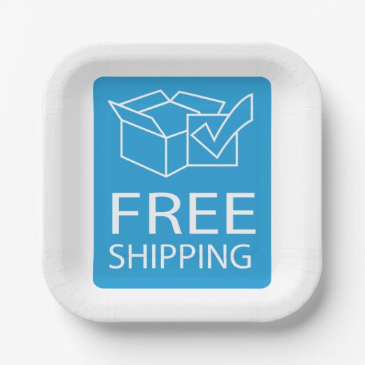 Blue and White Free Shipping Icon Papieren Bordje (Voorkant)