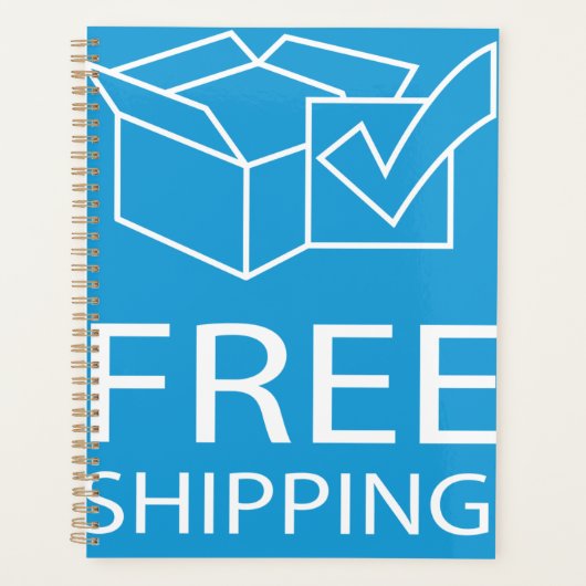 Blue and White Free Shipping Icon Planner (Voorkant)