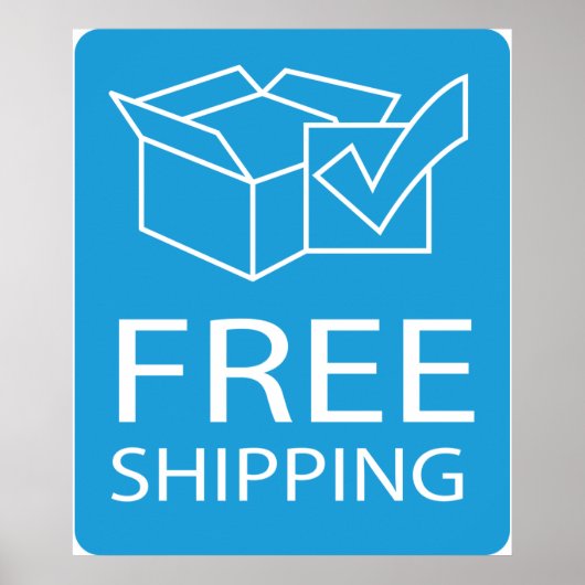 Blue and White Free Shipping Icon Poster (Voorkant)