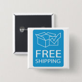 Blue and White Free Shipping Icon Vierkante Button 5,1 Cm (Voorkant /achterkant)