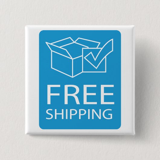 Blue and White Free Shipping Icon Vierkante Button 5,1 Cm (Voorkant)
