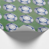 Blue and White Futbal Pattern Cadeaupapier (Hoek)