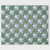Blue and White Futbal Pattern Cadeaupapier (Vlak)