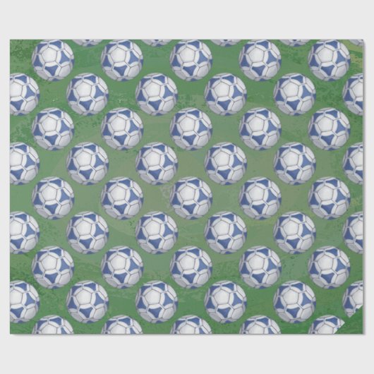 Blue and White Futbal Pattern Cadeaupapier (Vlak)