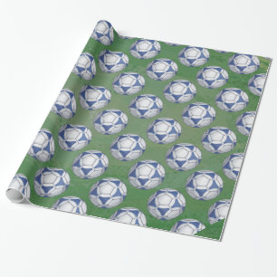 Blue and White Futbal Pattern Cadeaupapier
