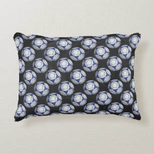 Blue and White Futbal Pattern Decoratief Kussen