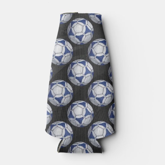 Blue and White Futbal Pattern Flesjeskoeler (Voorkant)