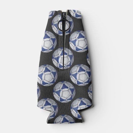 Blue and White Futbal Pattern Flesjeskoeler (Achterkant)