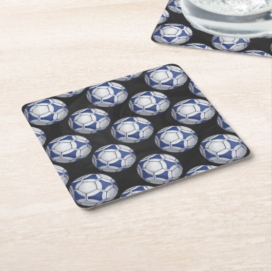 Blue and White Futbal Pattern Kartonnen Onderzetters (Schuin)