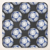 Blue and White Futbal Pattern Kartonnen Onderzetters (Voorkant)