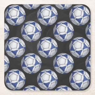 Blue and White Futbal Pattern Kartonnen Onderzetters