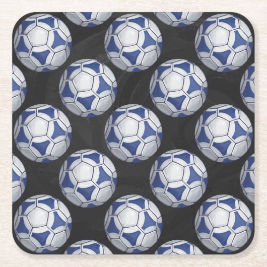 Blue and White Futbal Pattern Kartonnen Onderzetters (Voorkant)