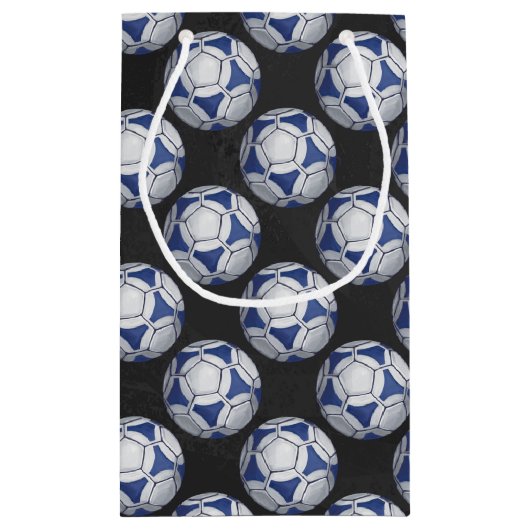 Blue and White Futbal Pattern Klein Cadeauzakje (Achterkant)