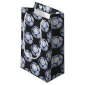 Blue and White Futbal Pattern Klein Cadeauzakje (Voorkant Gekanteld)