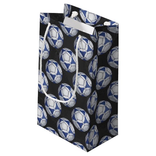 Blue and White Futbal Pattern Klein Cadeauzakje (Achterkant Gekanteld)
