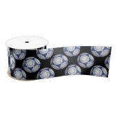 Blue and White Futbal Pattern Satijnen Lint (Spoel)