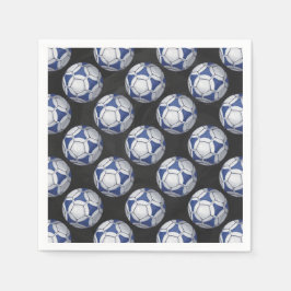 Blue and White Futbal Pattern Servetten