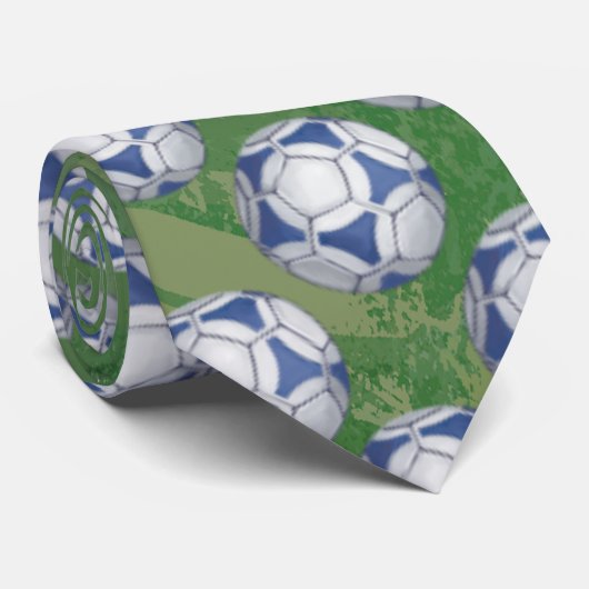 Blue and White Futbal Pattern Stropdas (Opgerold)
