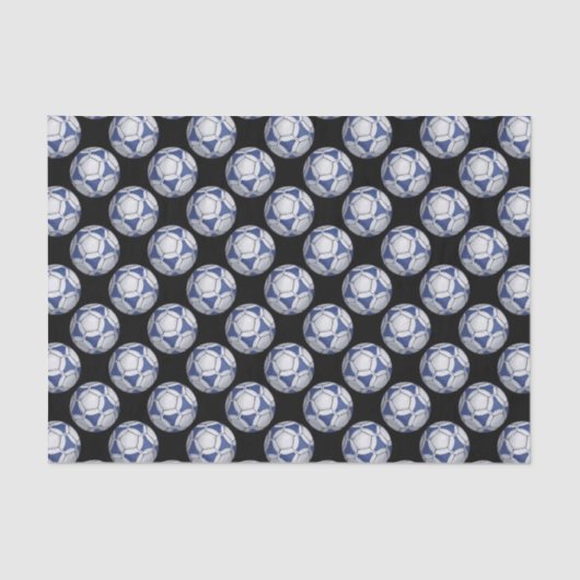 Blue and White Futbal Pattern Tissuepapier (Voorkant)