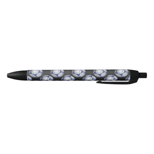 Blue and White Futbal Pattern Zwarte Inkt Pen (Bodem)