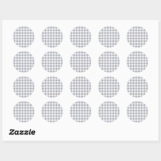 Blue and white geometric pattern  ronde sticker (Vel)