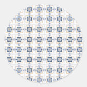 Blue and white geometric pattern  ronde sticker (Voorkant)