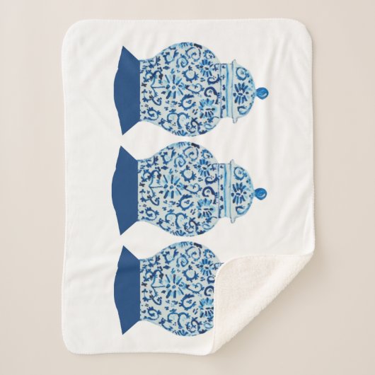 Blue and White Ginger Jar Sherpa Blanket Sherpa Deken (Voorkant)