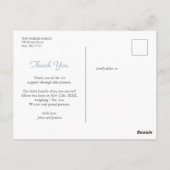 Blue and white Gingham Baby Boy Birth Announcement Briefkaart (Achterkant)