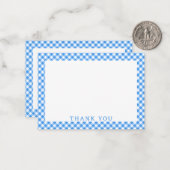 Blue And White Gingham Buffalo Plaid Thank You Notitiekaartje (Voorkant / Achterkant in situ)