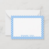 Blue And White Gingham Buffalo Plaid Thank You Notitiekaartje (Voorkant)