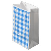 Blue and White Gingham Check Pattern Klein Cadeauzakje (Voorkant Gekanteld)