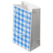 Blue and White Gingham Check Pattern Klein Cadeauzakje (Achterkant Gekanteld)