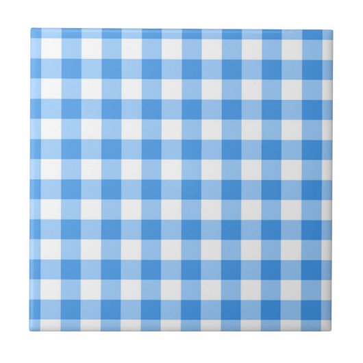 Blue and White Gingham Check Pattern Tegeltje (Voorkant)