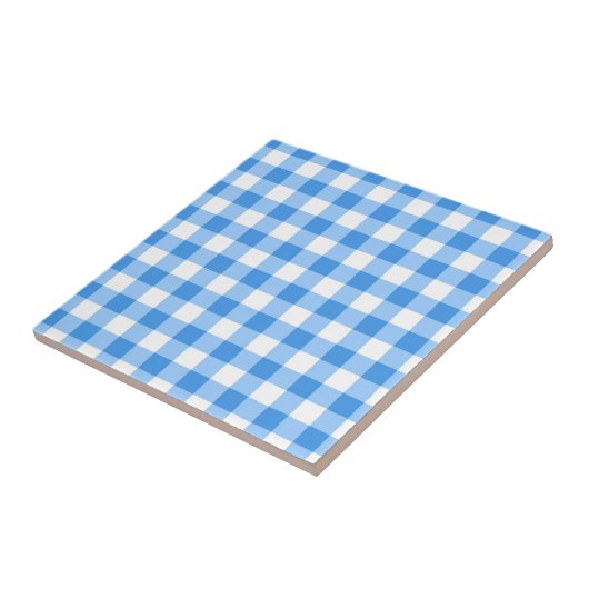Blue and White Gingham Check Pattern Tegeltje (Zijkant)