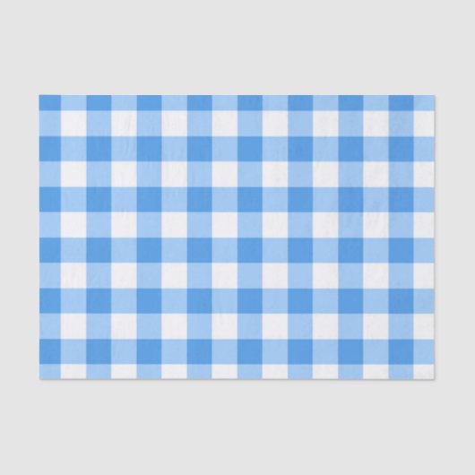 Blue and White Gingham Check Pattern Tissuepapier (Voorkant)