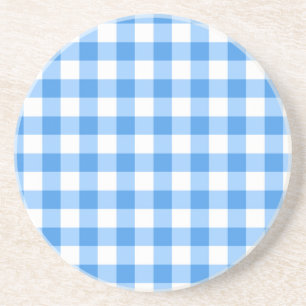 Blue and White Gingham Check Pattern Zandsteen Onderzetter