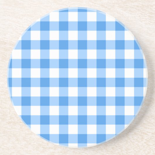 Blue and White Gingham Check Pattern Zandsteen Onderzetter (Voorkant)