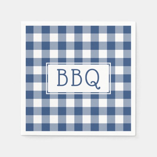 Blue and White Gingham Pattern BBQ Party Servet (Voorkant)