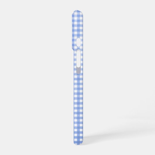 Blue and White Gingham Pattern iPhone 16 Hoesje (Linkerkant)