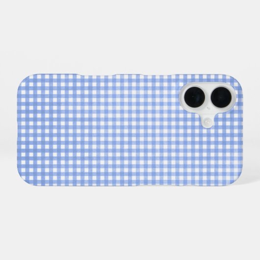 Blue and White Gingham Pattern iPhone 16 Hoesje (Achterkant horizontaal)