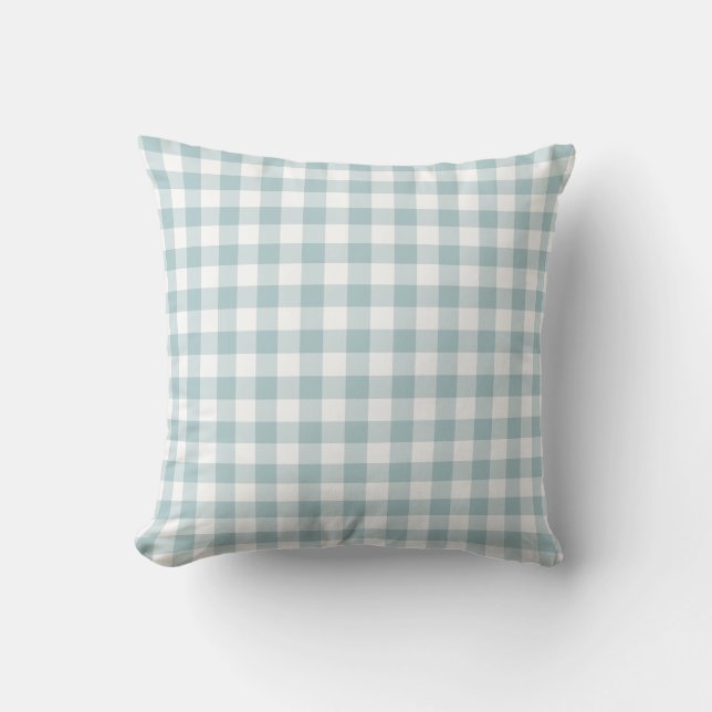 Blue and White Gingham Pattern Kussen (Voorkant)