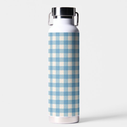 Blue and White Gingham Pattern Waterfles (Voorkant)